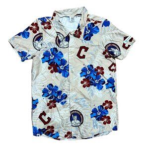 Cleveland Guardians Floral Short Sleeve Button Up Shirt, Men's Medium